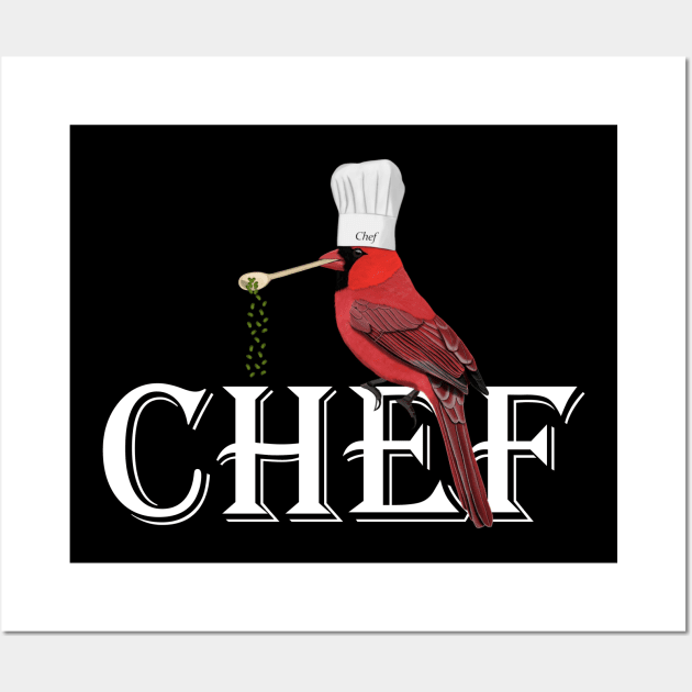 Northern Cardinal Chef Illustration Wall Art by jzbirds